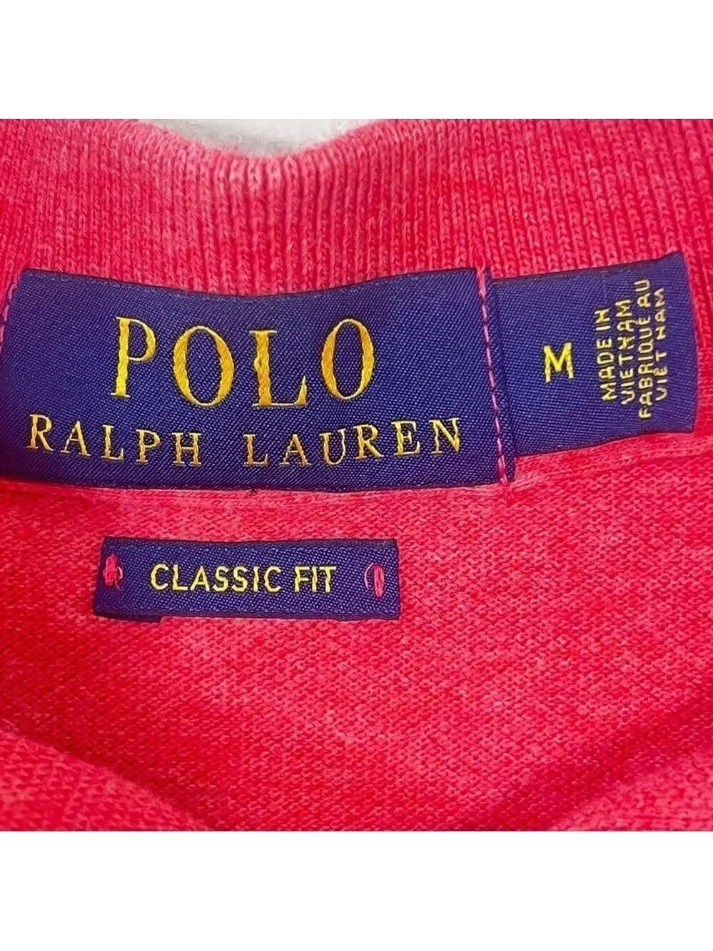 Polo Ralph Lauren Men Salmon Red Polo Collar Short Sleeve Pullover Shirt Size M